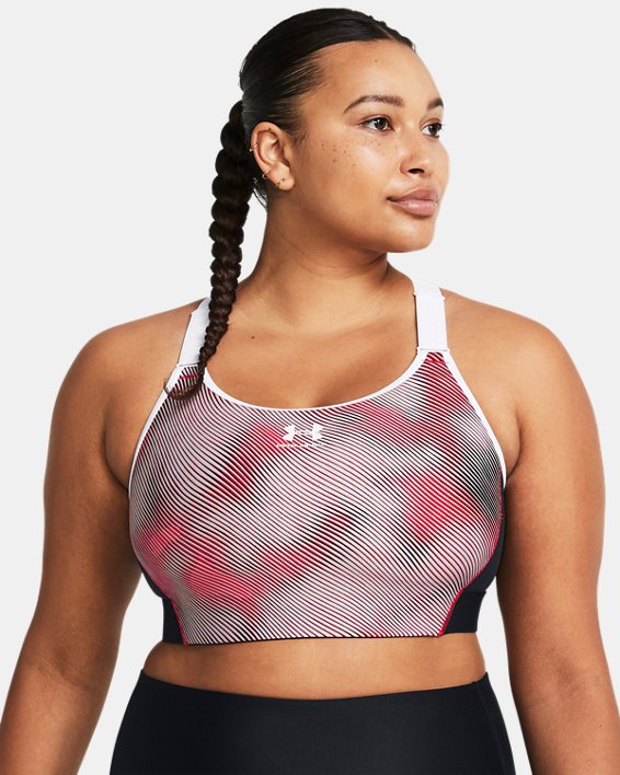 Women's HeatGear® Armour High Printed Sports Bra in Red image number 5